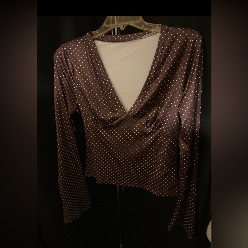 Polka Dot Form Fitting Blouse ~ Unbranded
